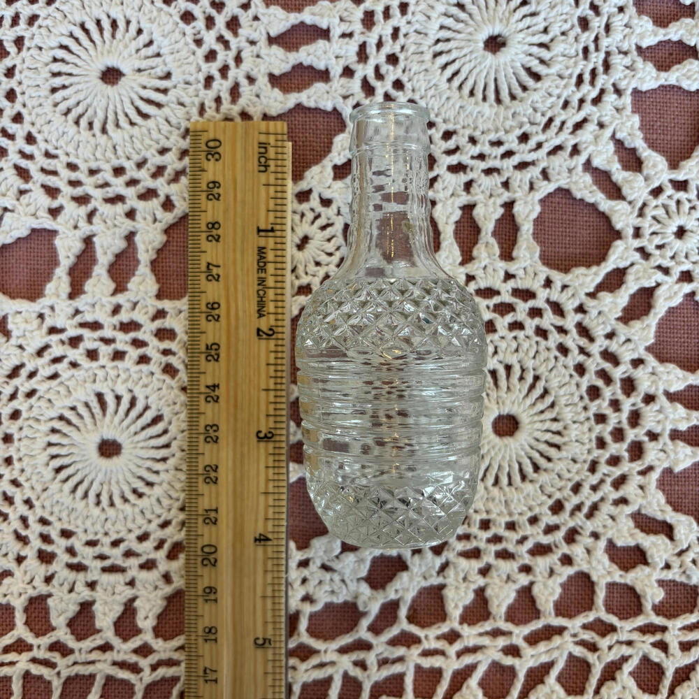 Vintage Perfume Bottle – Clear Pressed Glass, No Stopper